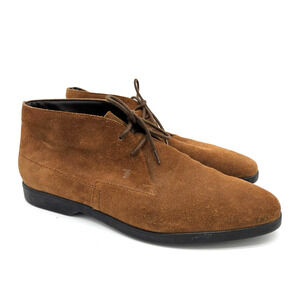 Tod's Mens Suede Chukka Ankle Boots Size UK 8 EU 42 US 9 Camel Leather Lace Up